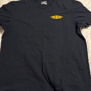 Under Armour Men's Navy T-Shirt with Yellow Logo